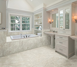 American Olean Bathroom with tile flooring and backsplash